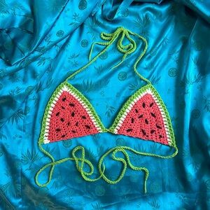 OOAK watermelon crochet bikini top
